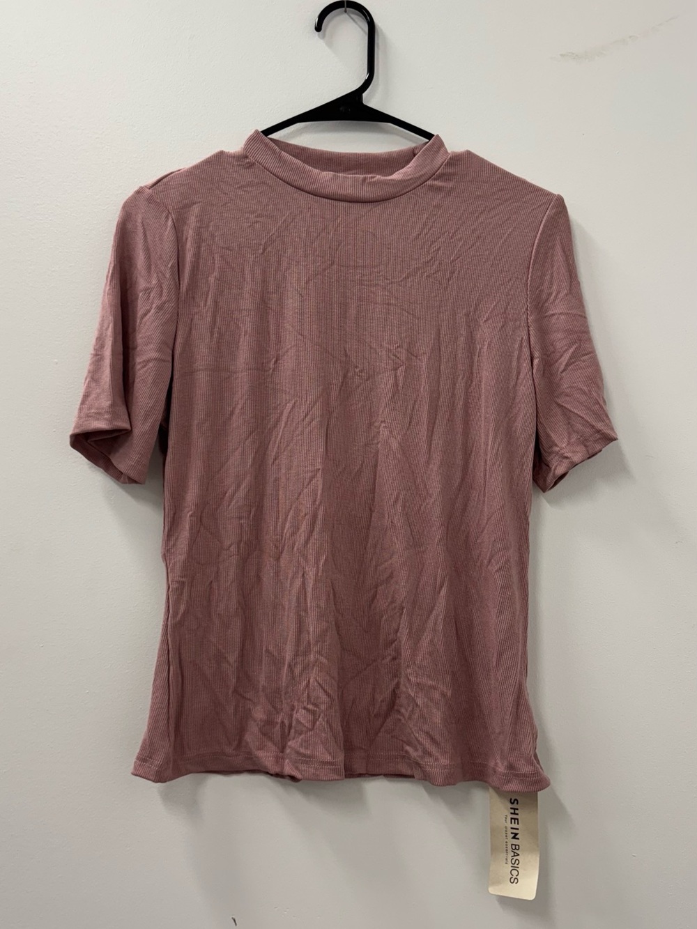 SHEIN Dusty Rose Mock Neck Tee